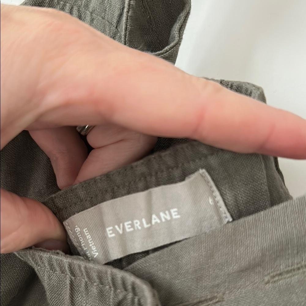 Everlane Linen Olive Button Down Jumpsuit - Picture 2 of 4
